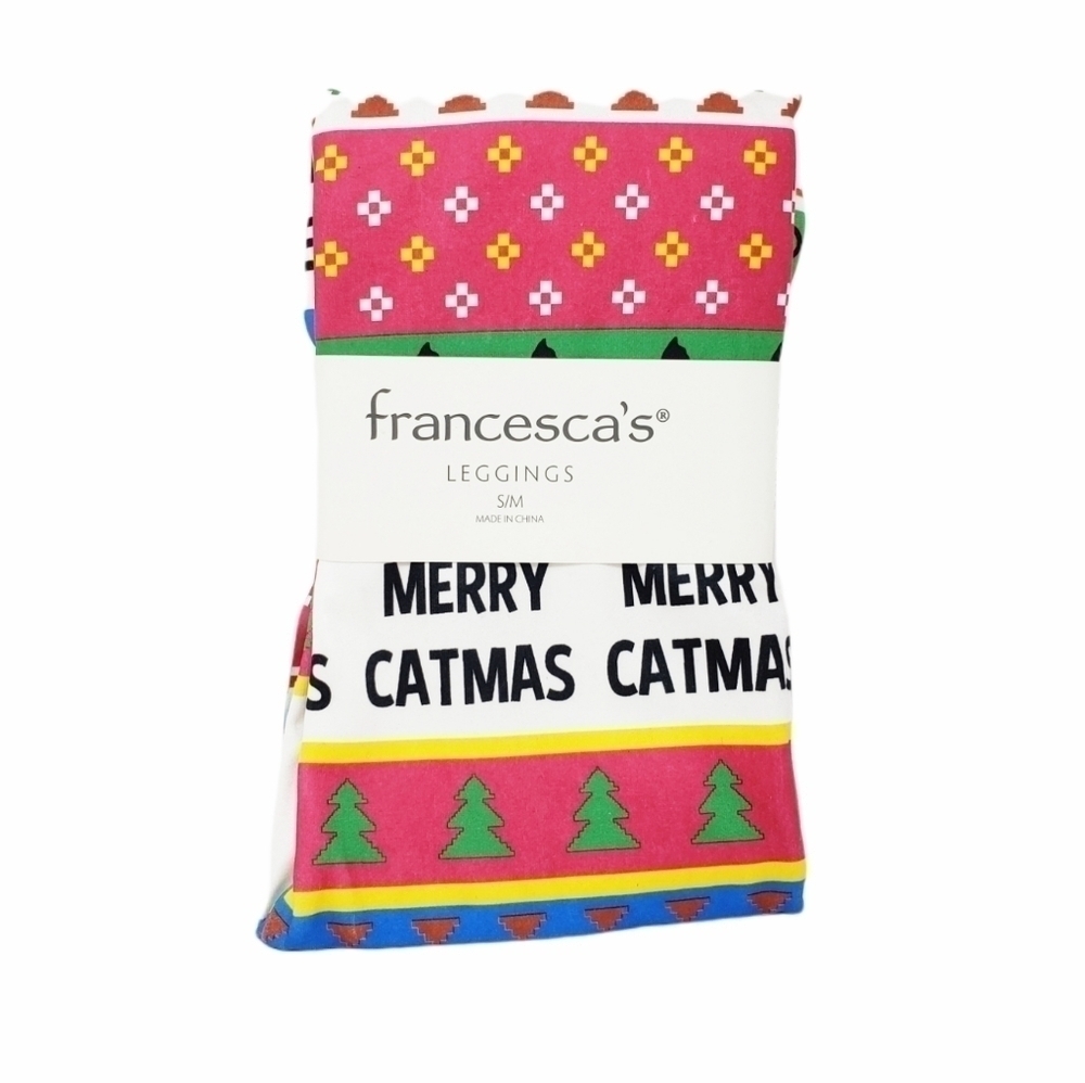 FRANCESCAS Merry Catmas ugly sweater leggings NWT Christmas